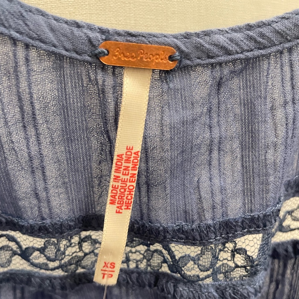 Free People Blue Ruffled Alana Tank Top - Picture 5 of 7